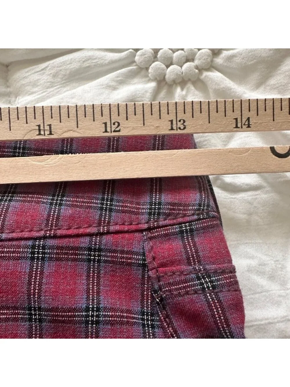 American Eagle Outfitters Hi-Rise Mini Skirt Plaid Maroon Black SZ 00 Preppy - Picture 11 of 12